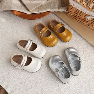 Children’ Shoe Princess style Girls Ballet Flats Synthetic Leather Upper Breathable Lightweight Velcro Solid Color Walking Shoes