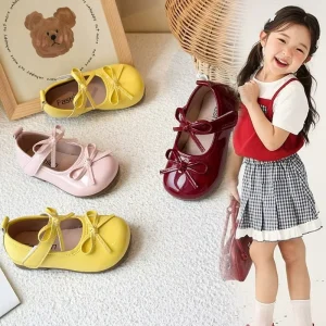 Children Shoes Spring Autumn New Korean Style Girls Bow Princess Soft Sole Flats Shoes