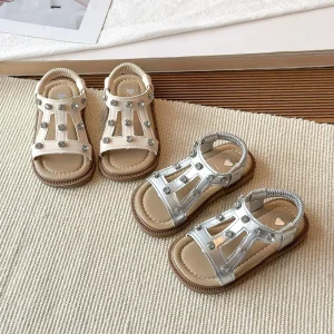 Children Shoes Summer Beach Holiday Outwear Soft Sole Crystal Sweet Baby Girl Flat Sandals