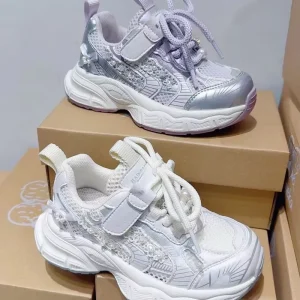 Children Shoes Thick Soled Running Rotary Buckle Kids Sports Casual Tennis for Girls Boys Outdoor Mesh Breathable Unisex Sneaker