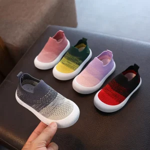 Children Sport Shoes Boy Girl Outdoor Sneakers Non Slip Outdoor Soft Sole New Fashion Mesh Kids Breathable Color Block Sneakers