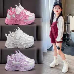 Children Sports Shoes Spring Autumn Soft Sole Lightweight Non-slip Breathable Big Children Comfortable Casual Single Shoes