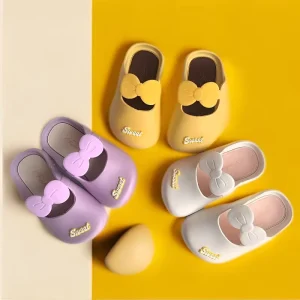 Children Summer Girls Indoor Non slip Wear resistant Soft soled Princess style Bow knot Closed toe Slippers