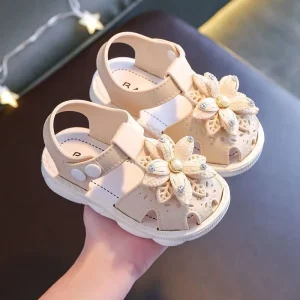 Children Summer High Quality Outdoor Pure Color Flowers Cute PVC Beach Non slip Baby Girls Soft Fashion Sandals