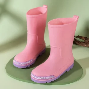 Children Wellington Boots With Reflective Strips Easy Grip Handles Lightweight Design for Puddle Jumping Play Gumboots