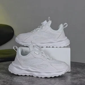 Children White Boy Sneakers Mesh Platform Breathable High Quality EVA Midsole Fashion Kids Casual Sports Tennis Shoes Four