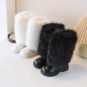 Children Winter Shoes Plush Fashionable Princess Girls Warm Long Boots