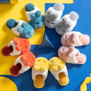 Children Winter Slipper Cute Rabbit Warm Plush Comfortable PVC Sole Anti-Slippery Soft Baby for Kids