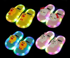 Children’s Animal Ducks Unicorn Cartoon Sandals Shoes Outdoor LED Boys Luminous Slides Slippers Smile Lighted Kids