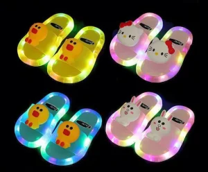 Children’s Animal Ducks Unicorn Cartoon Summer Outdoor LED Luminous Anti-Slip Quick-Drying Unisex Slides Slippers