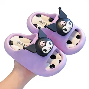 Children’s Ankle Slippers Girls’ Summer Cartoon Kuromi PVC Outsole Indoor Home Soft-Soled Bathroom Non-Slip Melody Sandals