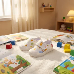 Children’s Anti-Slip Slip-On Walking Shoes EVA Midsole TPR Outsole Stretch Fabric Upper Cotton Lining Solid Pattern Boys