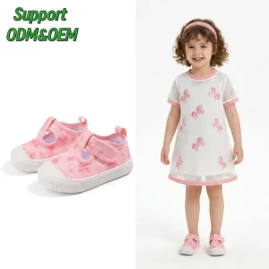 Children’s Anti Slip Walking Shoes EVA Midsole Stretch Fabric Upper Cotton Lining TPR Outsole Slip On for Boys Girls Ages