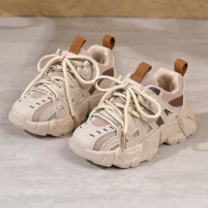 Children’s Athletic Shoes with Adjustable Laces Fashion Kid Toddler Walking Casual Shoes