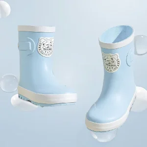 Children’s Autumn Warm Ankle and Bootie Rain Boots Cotton Lined Waterproof Rubber Shoes for Boys Girls Older Kids Babies