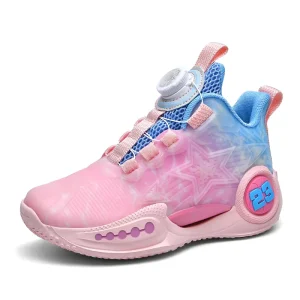 Children’s Basketball Shoes Canvas Air Mesh High Mid-Top Lace up Boy’s Girls’ Boots Sneakers Little Kid Big Kid Outdoor Button