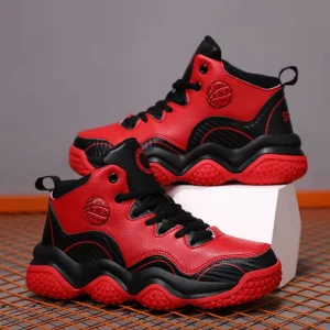Children’s Basketball Shoes High Top Boy’s Sneakers Little Kid Big Kid Stretch Fabric Double Mesh Sport Boots Autumn