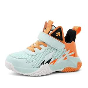 Children’s Basketball Shoes Stretch Fabric Air Mesh High Top Mid-Top Hook & Loop Boy’s Girls’ Boots Sneakers Little Kid Big Kid