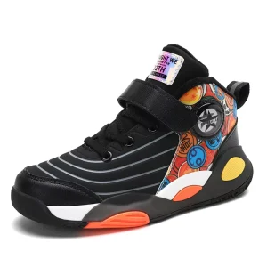 Children’s Basketball Shoes for Boys Breathable Leather Student Cotton Sports Shoes