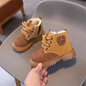 Children’s Boots Girls’ Leather Boots Fall Winter Boys’ Ankle Boots Mid-high Tops