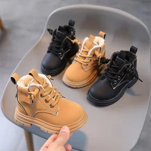 Children’s Boots New Girls’ Leather Boots Fall winter Boys’ Ankle Boots Fall Mid high Tops