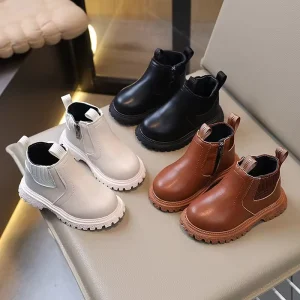 Children’s Boots Small Leather Ankle Mid Calf Little Girl Fashion Casual Sports Simple All Match Outdoor Spring Autumn