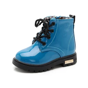 Children’s Boots Spring and Autumn Boys and Girls PU Leather Boots Non-slip PU Leather Shoes Warm Cotton Shoes Kids Shoes