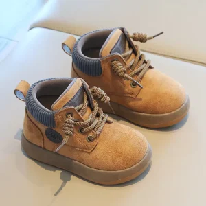 Children’s Boots Spring and Autumn New Boys’ Short Boots British Fashion Girls’ Shoes Soft Soled Baby Shoes
