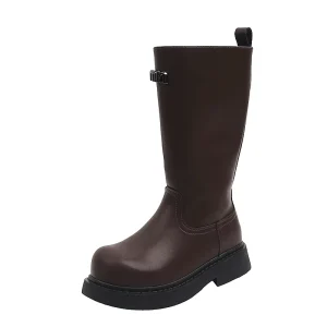 Children’s Boots Winter Leather Low Heels Knee High Boots Children Shoes Teens Boys Girls Long Boots