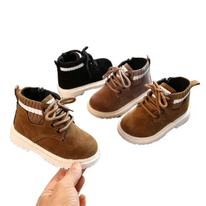 Children’s Boots Winter New Warm and Thickened PU Leather Boots Short Snow Boots
