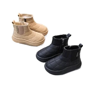 Children’s Boy Girls Plush Warm Platform Snow Boots Kids Toddler Versatile Add Plush Thick Cotton Ankle Casual Shoes