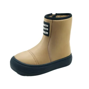Children’s Boys Girls Autumn Height Side Zipper Mid-calf Boots Thick Bottom Fashion Black Khaki Boots Kid Toddler Warm Shoes