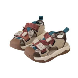 Children’s Boys Girls Outdoor Hollow Single-mesh Anti-kick Toe Cap Sandals Kids Toddler Outdoor Beach Hiking Sandals