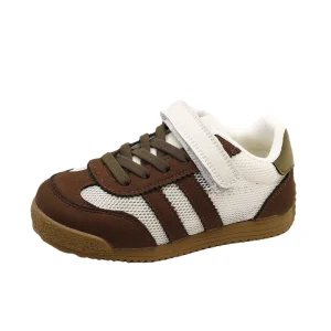 Children’s Boys Girls Running Breathable Leather Sneakers, Kids Soft Soled Mesh Light Sports Non-slip Shoes