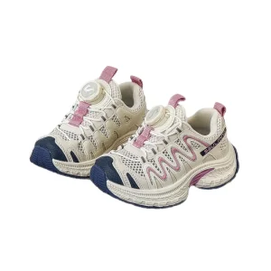 Children’s Breathable Lightweight Ankle Net Outdoor Sports Shoes Summer New Swivel Button for Boys Girls