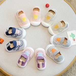 Children’s Breathable Shoes Baby Soft Sole Anti-Collision Walking Shoes Fashion Mesh Shoes for Boys Girls