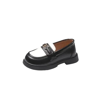 Children’s British Style Loafers Spring New Fashion Leather Shoes for Men and Girls Slip On Soft Sole Single Shoes