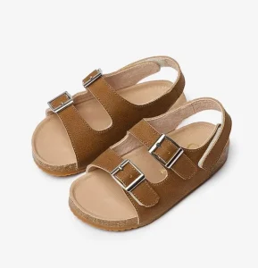 Children’s Buckle Leather Flat Summer Shoes Toddler Boys Girls Casual Open Toe Strap Sandals