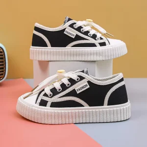 Children’s Canvas Shoes Girls & Boys Casual Non Slip Board Sports Shoes Big Kids Biscuit Sole Shoes