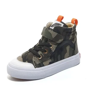 Children’s Canvas Shoes High Top Spring and Autumn Camouflage Student Cloth Shoes Boys’ Sneakers Girls’ Board Shoes
