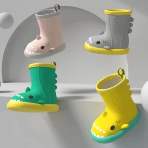Children’s Cartoon Waterproof Breathable PVC Rainy Mid Calf Rain Shoes Anti Slippery Small Children Baby Summer Autumn