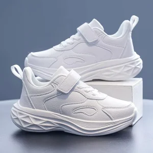 Children’s Casual Walking Shoes for Girls and Boys with Hook & Loop Closure Four Seasons White