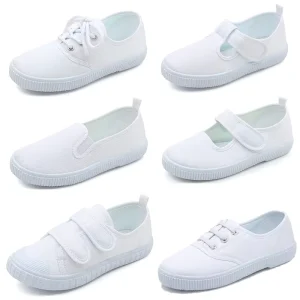 Children’s Casual White Canvas Shoes for Summer Outdoor School Use Kids’ Shoes Option for Girls