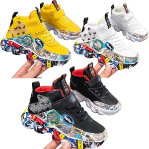 Children’s Casuaslipper Sandals Shoes Autumn and Winter Stretch Fabric Digital Printing OEM Rubber Kids Winter Shoes 26-37