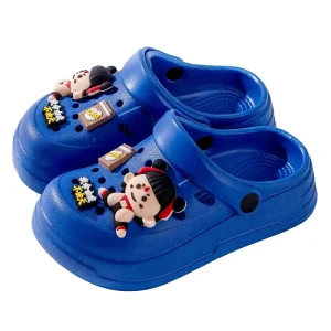 Children’s Cave Slippers Boys Summer New Cartoon EVA Upper Soft Sole Indoor Baby Outer Wear Beach Sandals Round Toe
