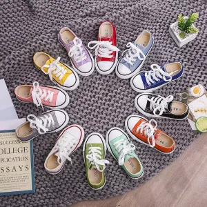 Children’s Comfortable and Fashionable Canvas Trendy Simple Shoes Boys and Girls Shoelace Casual Shoes Kids