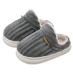 Children’s Cotton Lining PVC Midsole Winter Slippers for Boys’ Girls’ Baby Indoor Heel Warm Plush Anti-slip Parent-child