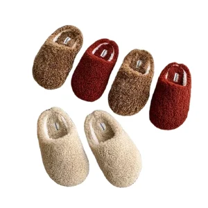 Children’s Cotton Slippers Home Shoes for Boys and Girls Winter Plush Comfortable and Warm with Added Plush Slippers