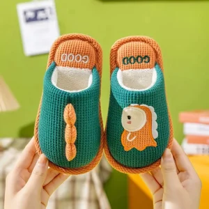 Children’s Cotton Slippers Winter Girls’ Home Indoor Cute Toe Cap Anti Slip Warm Boys Parent Child Baby