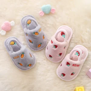Children’s Cotton Slippers Winter Warm Non Slip Indoor for Winter Home Use Cute Cartoon Designs for Boys Girls